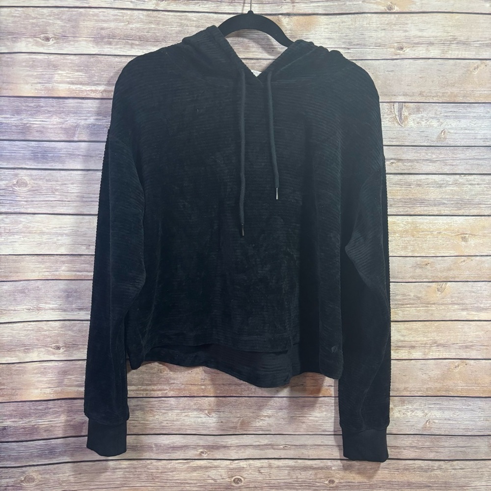 Tavi Noir Semi cropped ribbed Velour hoodie Size Large